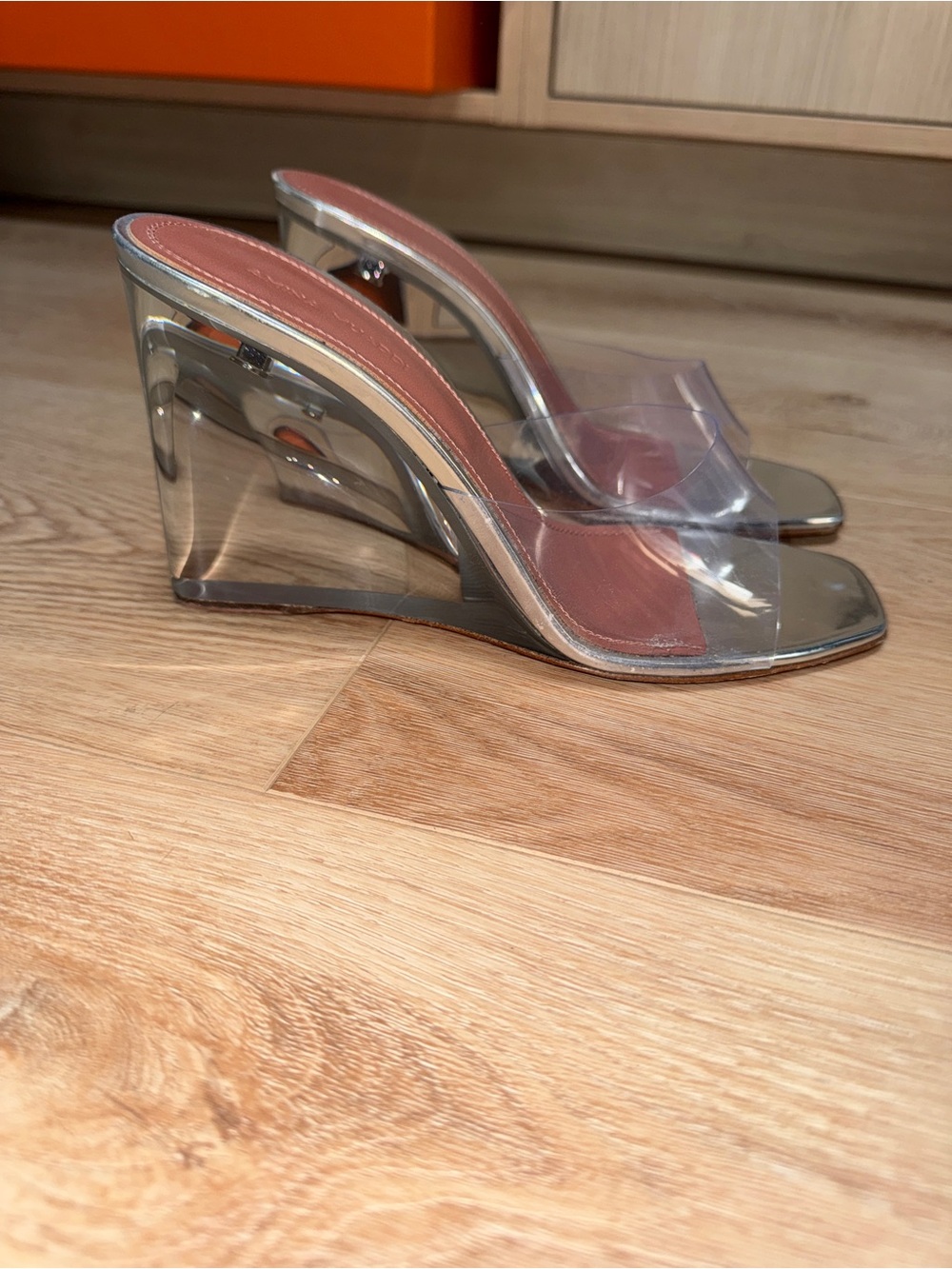 Amina Muaddi Lupita Glass Wedge 38